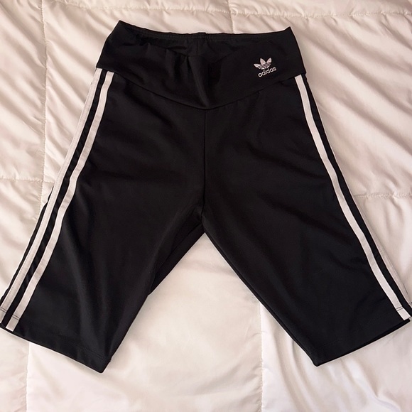 Adidas Originals Adicolor High Rise 3 Stripe Biker Shorts Tights Black Small - Picture 3 of 7